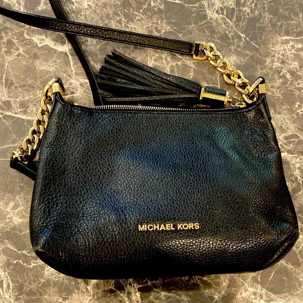 Michael Kors Black Crossbody Bag with Gold Accents